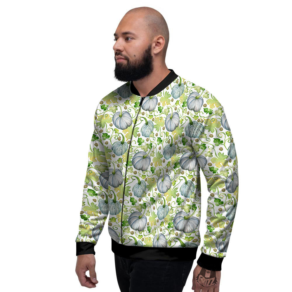 Pumpkin Green Print Pattern Men's Bomber Jacket-grizzshop