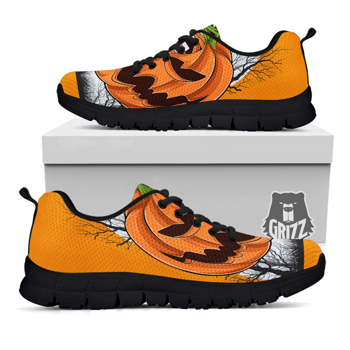 Pumpkin Halloween Character Print Black Sneaker-grizzshop