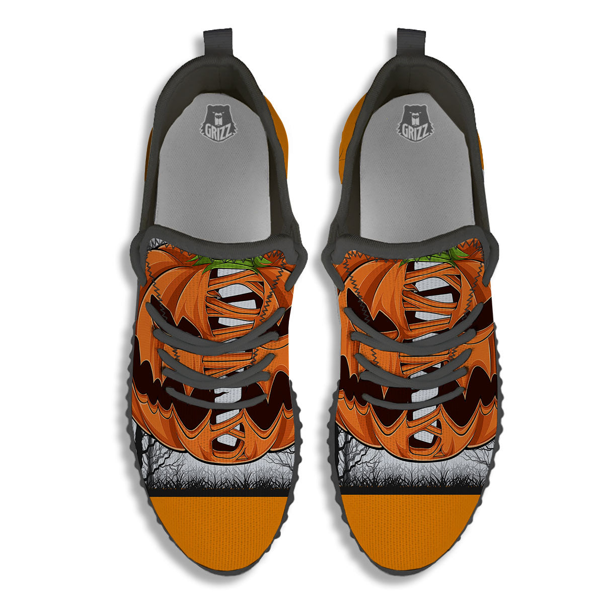Pumpkin Halloween Character Print Black Walking Shoes-grizzshop