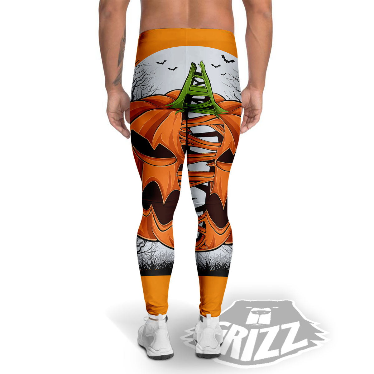Pumpkin Halloween Character Print Men's Leggings-grizzshop