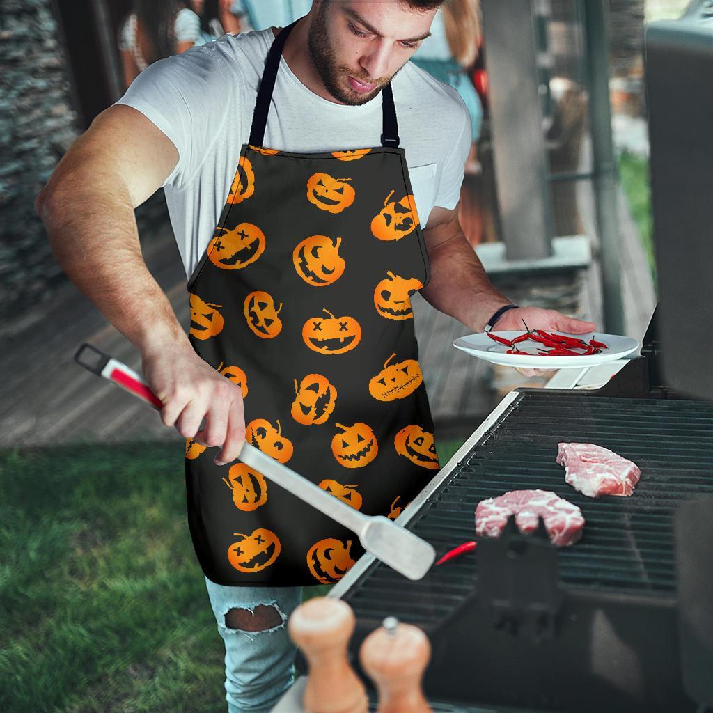 Pumpkin Halloween Pattern Print Men's Apron-grizzshop