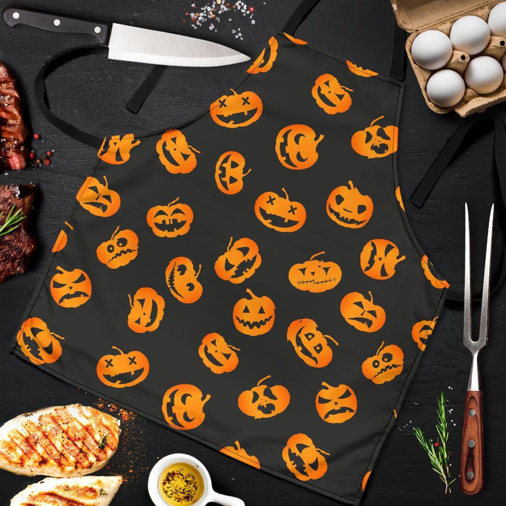Pumpkin Halloween Pattern Print Men's Apron-grizzshop