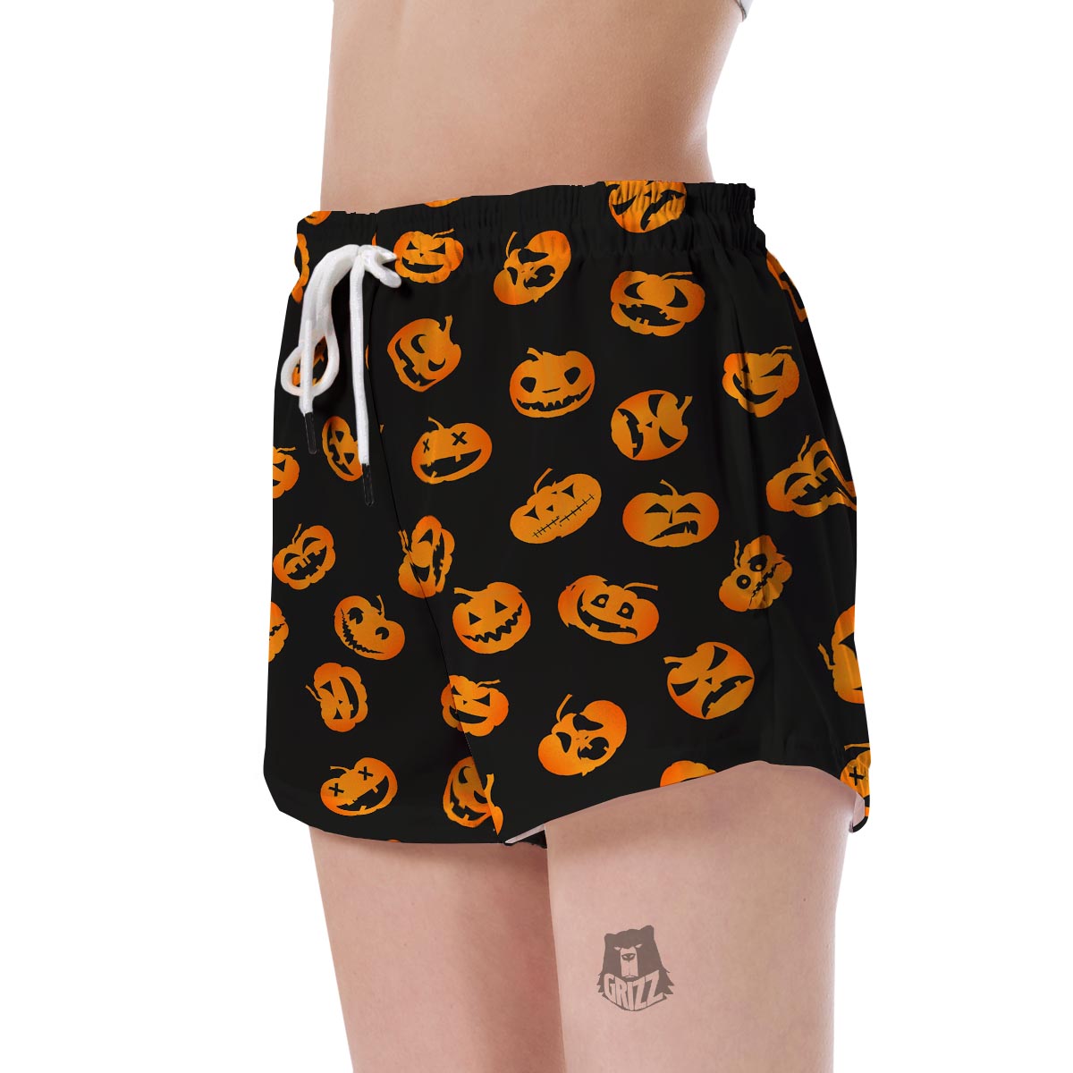 Pumpkin Halloween Pattern Print Women's Shorts-grizzshop