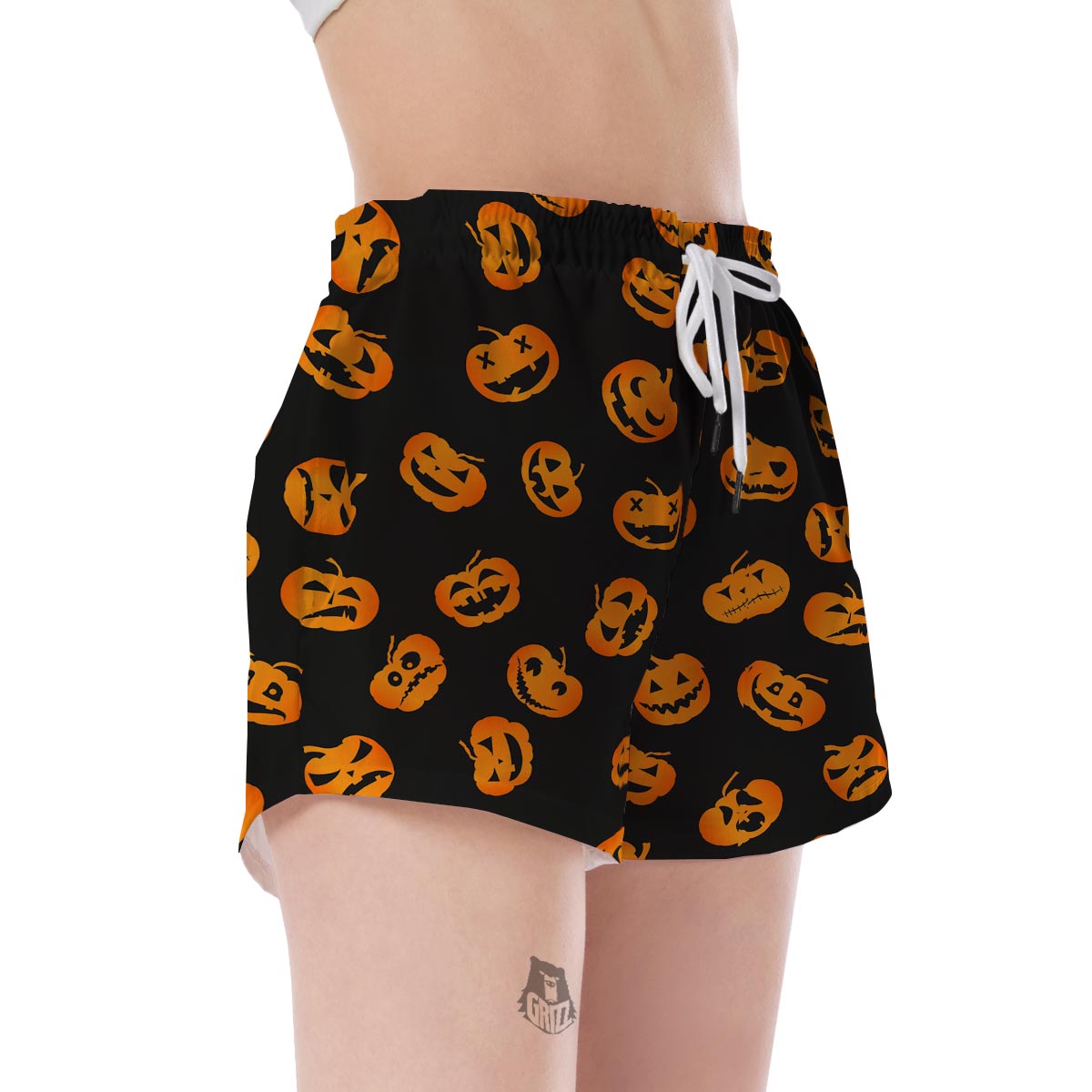 Pumpkin Halloween Pattern Print Women's Shorts-grizzshop