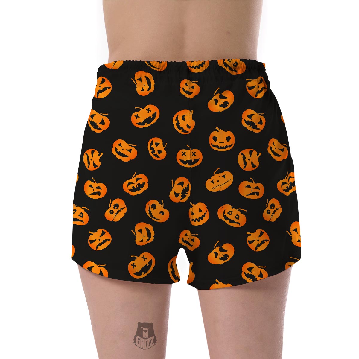 Pumpkin Halloween Pattern Print Women's Shorts-grizzshop