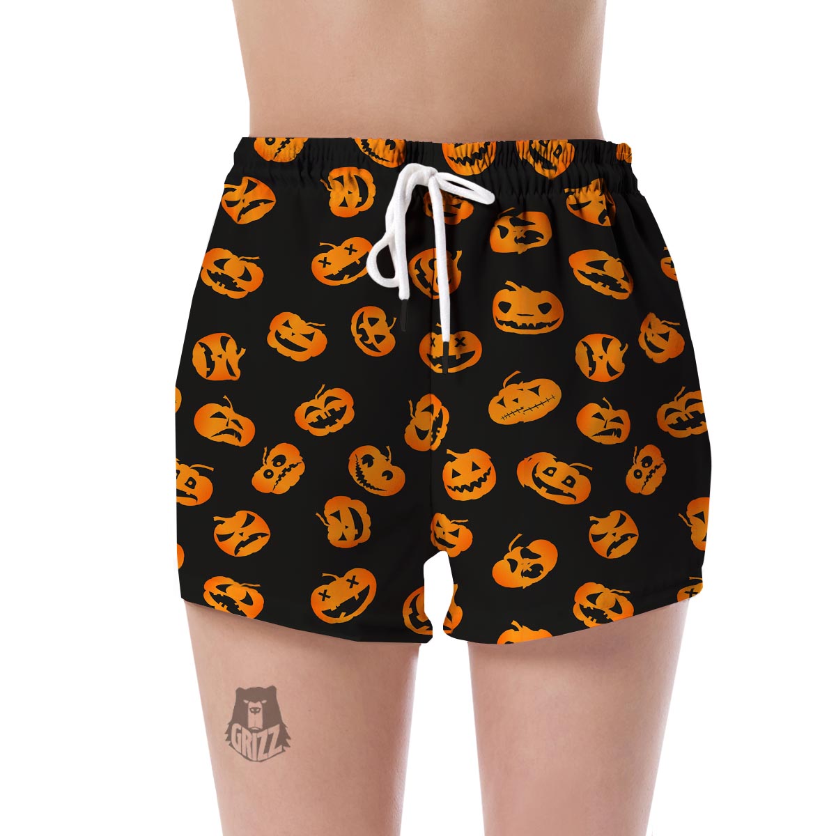 Pumpkin Halloween Pattern Print Women's Shorts-grizzshop