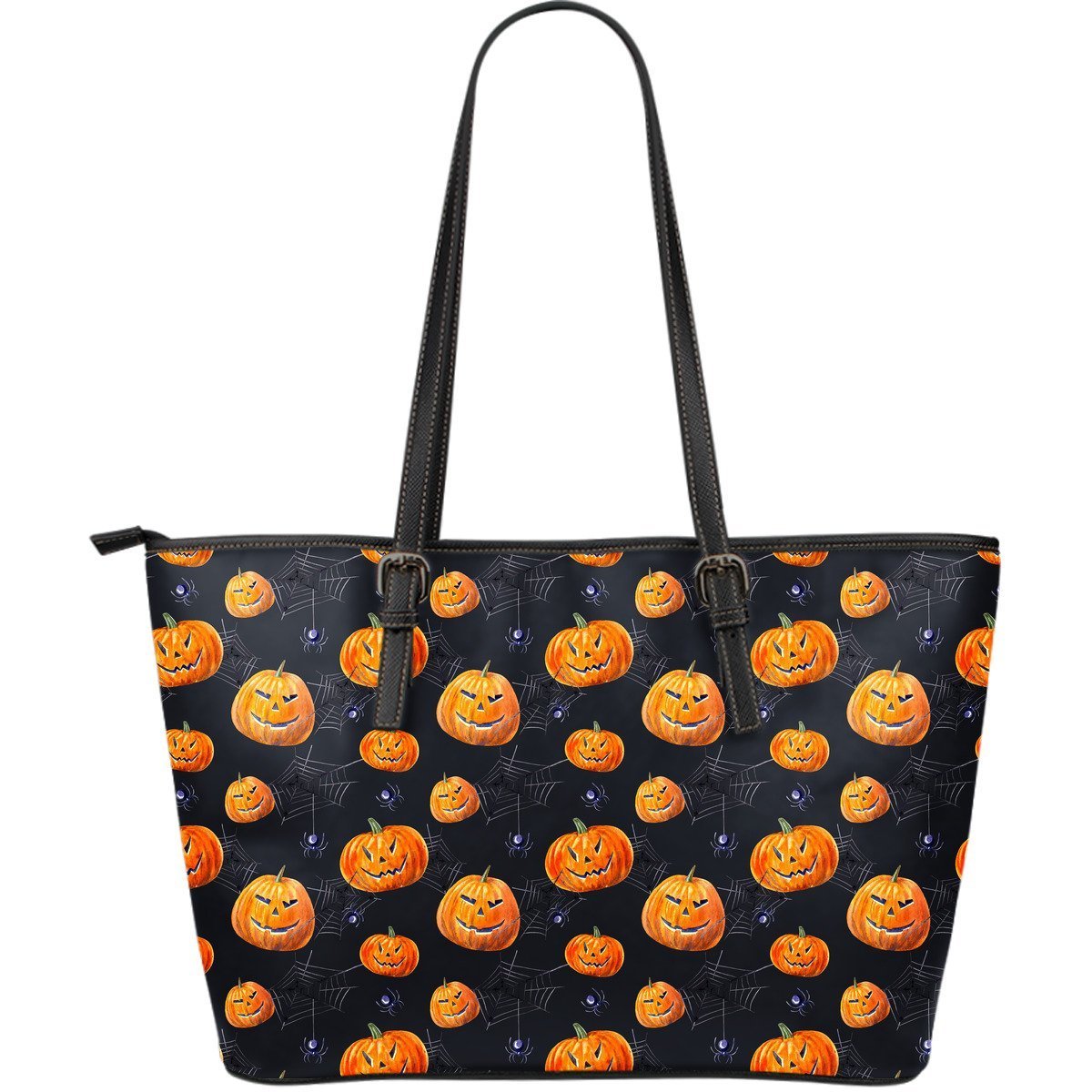 Pumpkin Halloween Print Pattern Leather Tote Bag-grizzshop
