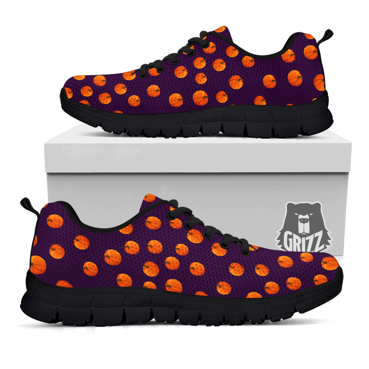 Pumpkin Little Print Pattern Black Sneaker-grizzshop