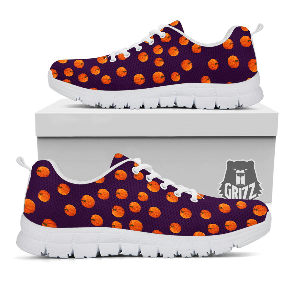Pumpkin Little Print Pattern White Sneaker-grizzshop