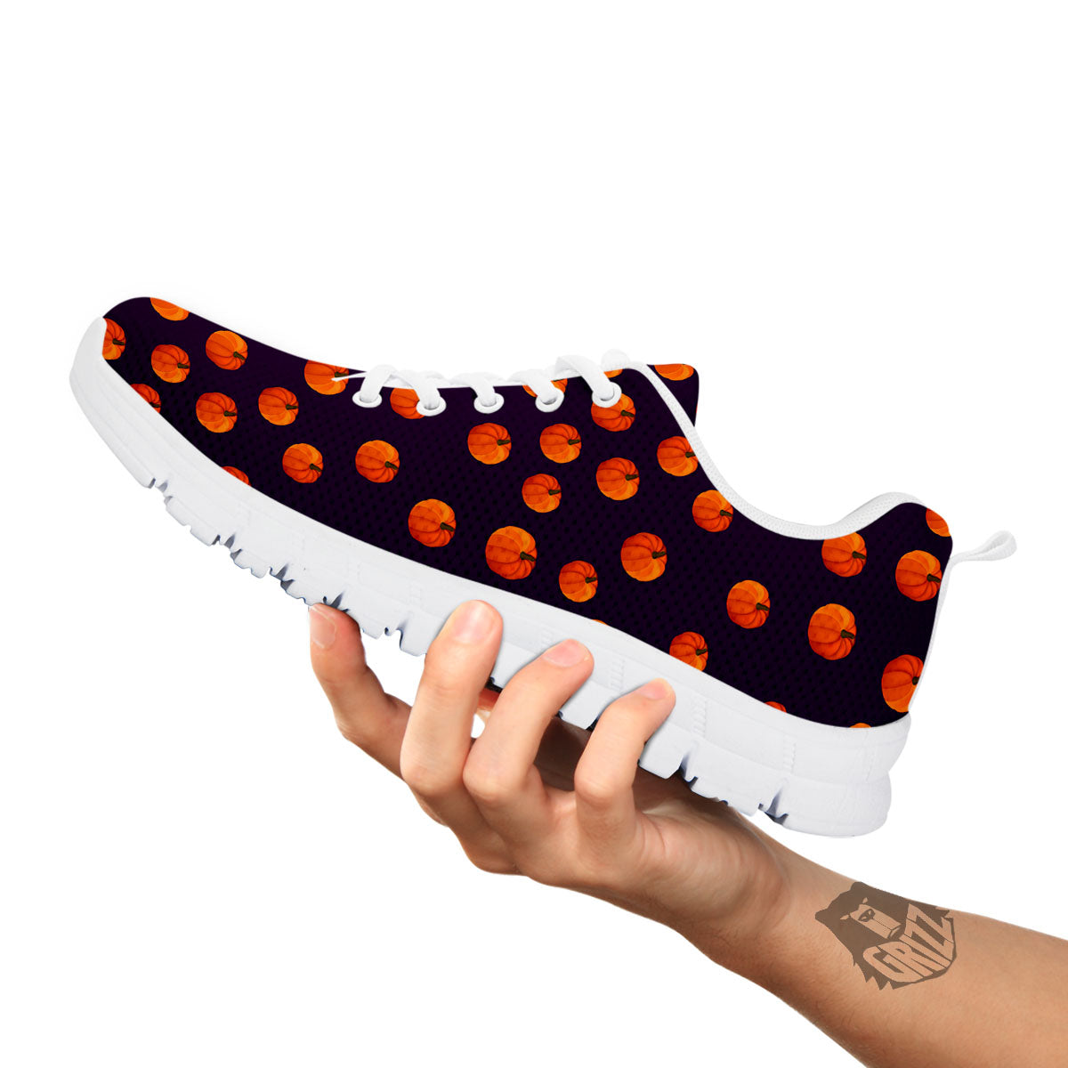 Pumpkin Little Print Pattern White Sneaker-grizzshop