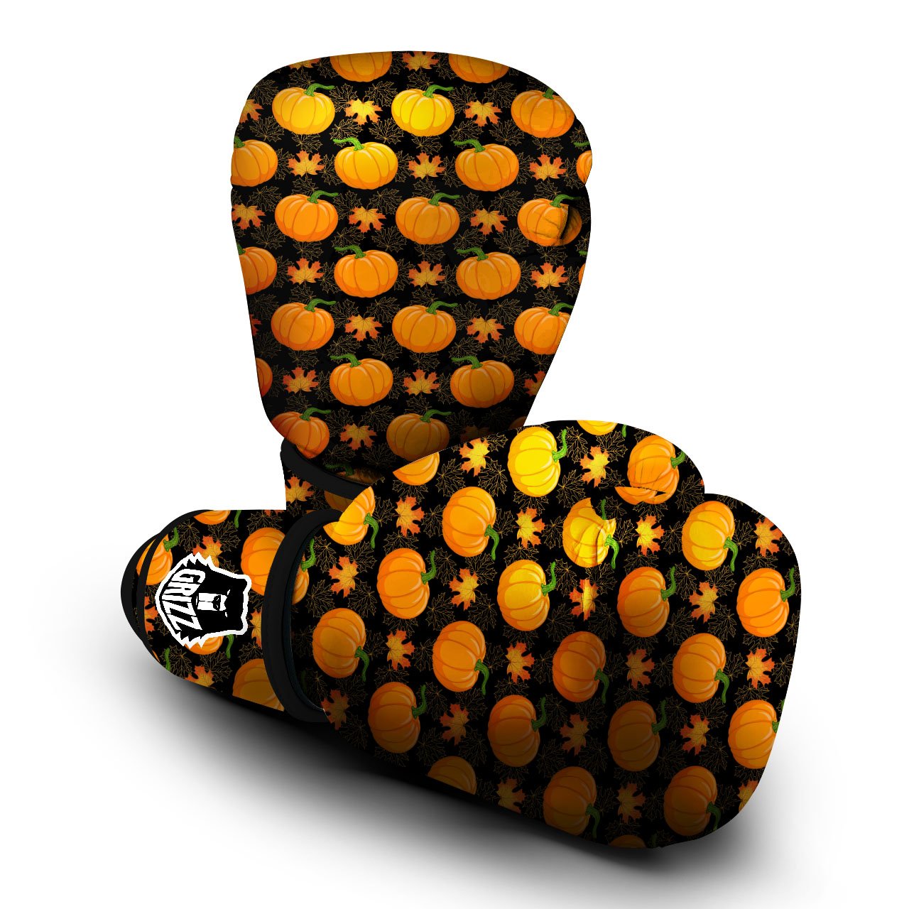 Pumpkin Orange Print Pattern Boxing Gloves-grizzshop