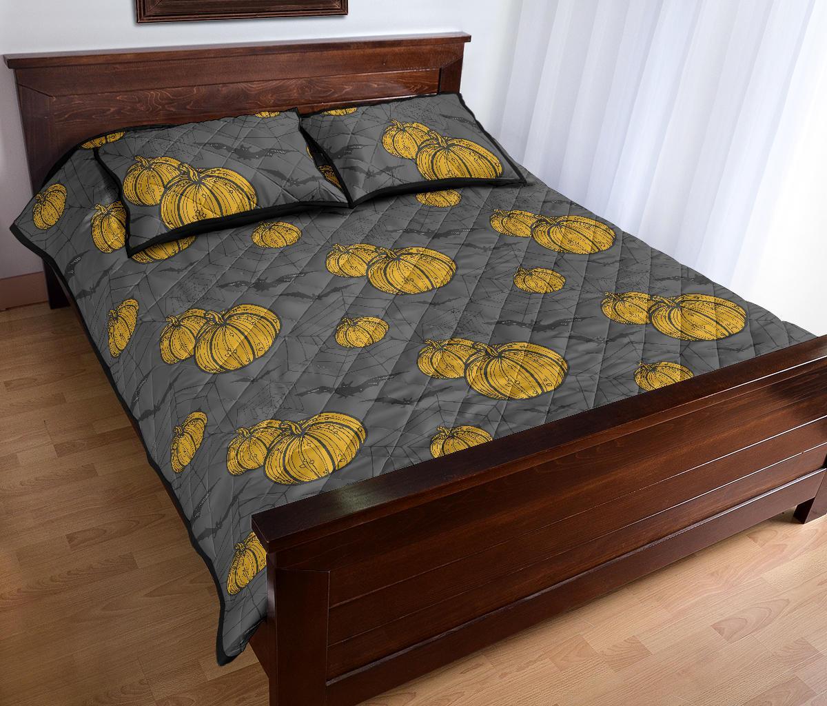 Pumpkin Pattern Print Bed Set Quilt-grizzshop