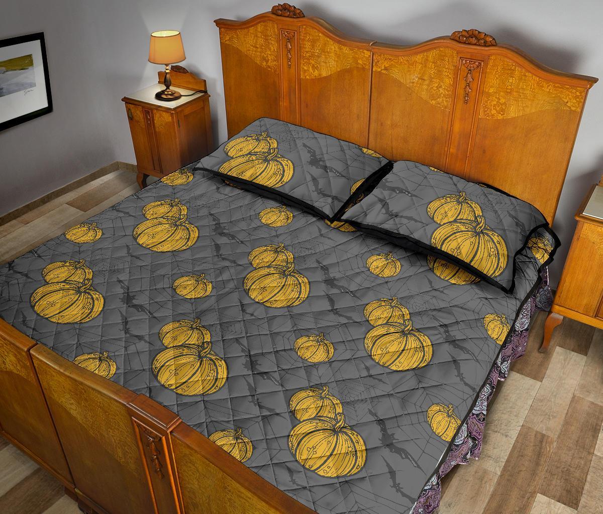 Pumpkin Pattern Print Bed Set Quilt-grizzshop
