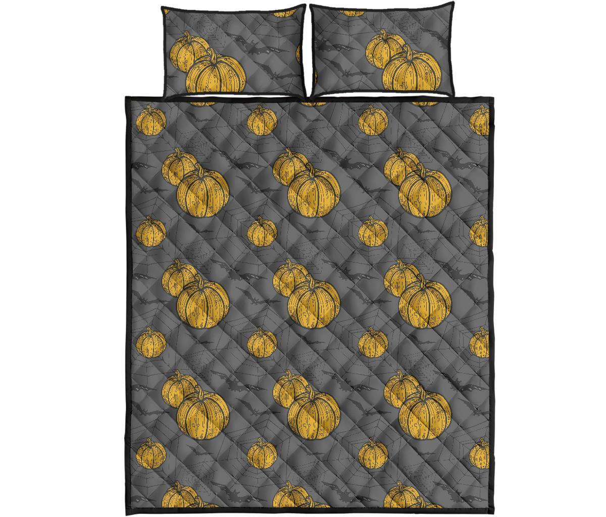 Pumpkin Pattern Print Bed Set Quilt-grizzshop