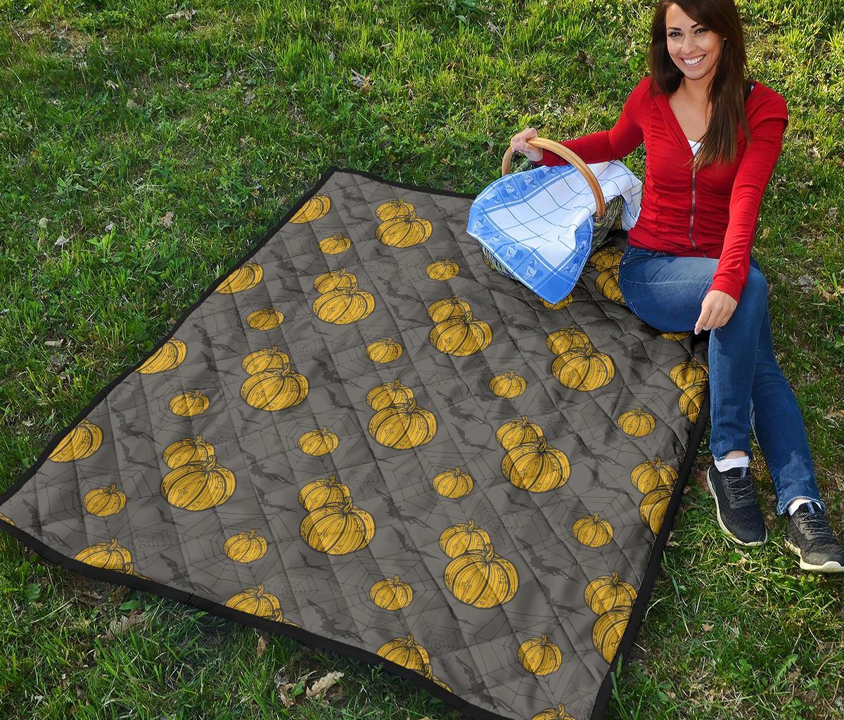 Pumpkin Pattern Print Quilt-grizzshop