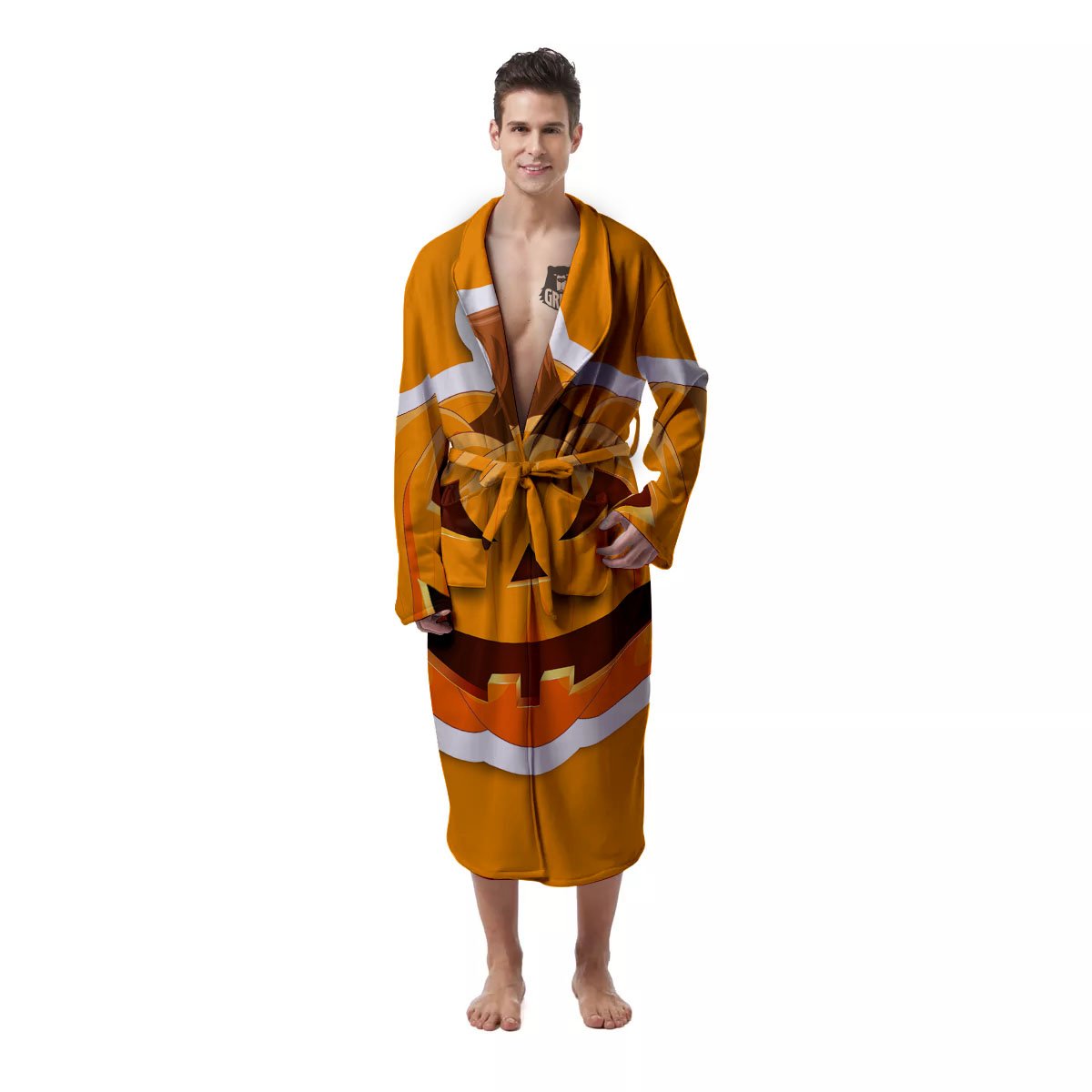 Pumpkin Print Men's Robe-grizzshop
