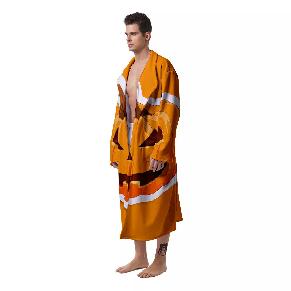 Pumpkin Print Men's Robe-grizzshop