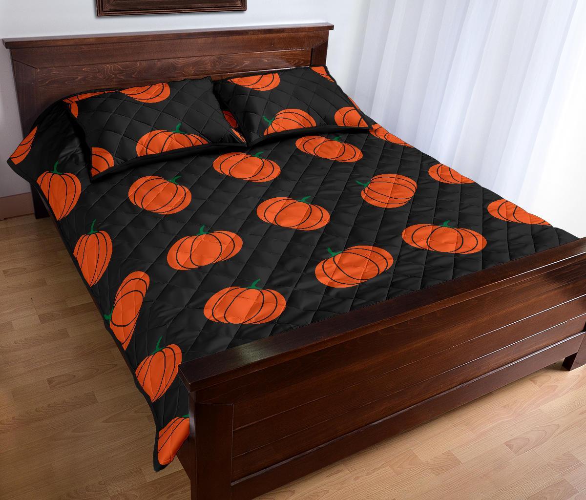 Pumpkin Print Pattern Bed Set Quilt-grizzshop