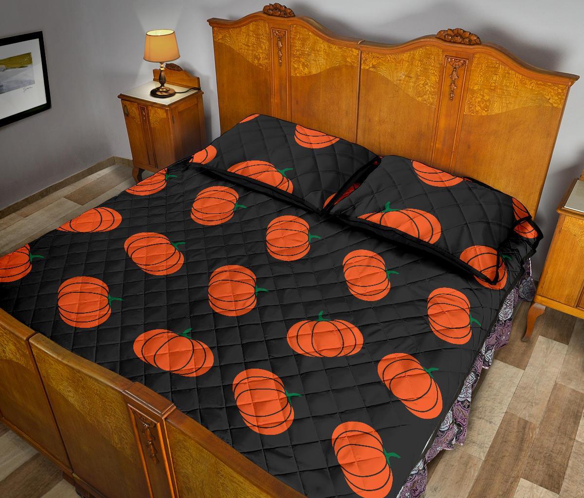 Pumpkin Print Pattern Bed Set Quilt-grizzshop