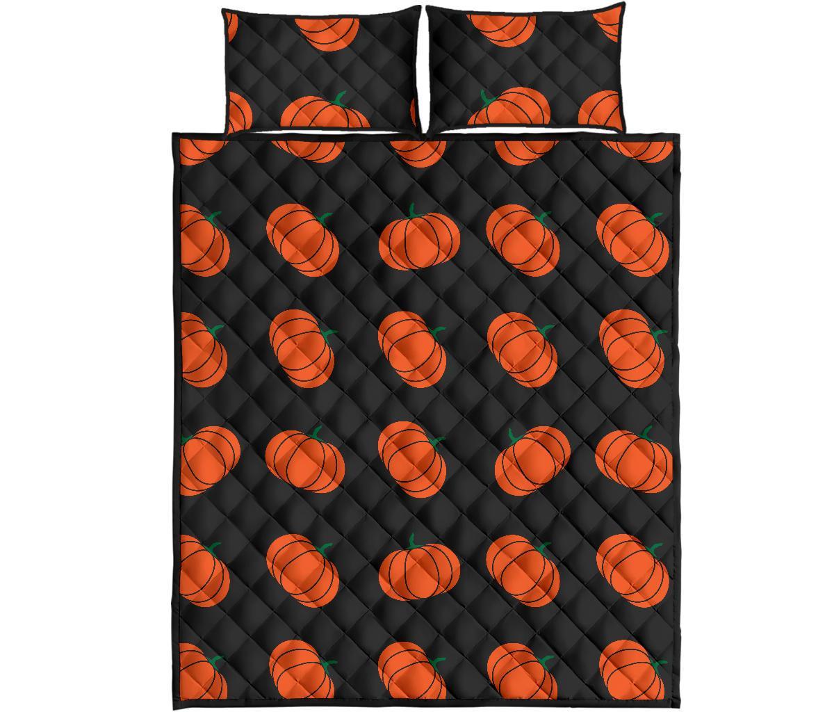 Pumpkin Print Pattern Bed Set Quilt-grizzshop