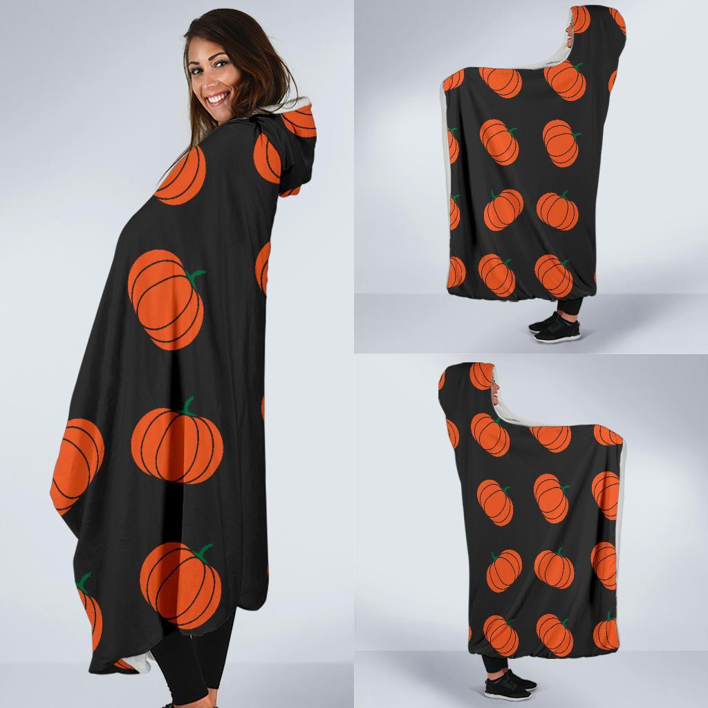 Pumpkin Print Pattern Hooded Blanket-grizzshop