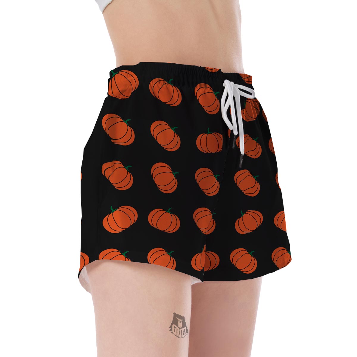 Pumpkin Print Pattern Women's Shorts-grizzshop