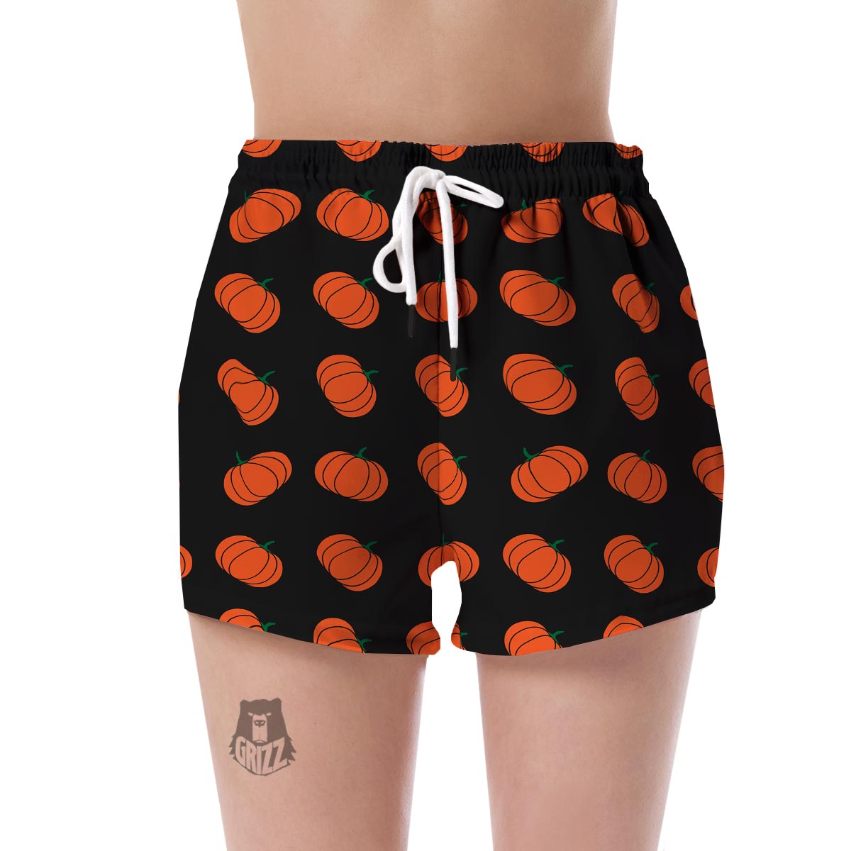 Pumpkin Print Pattern Women's Shorts-grizzshop
