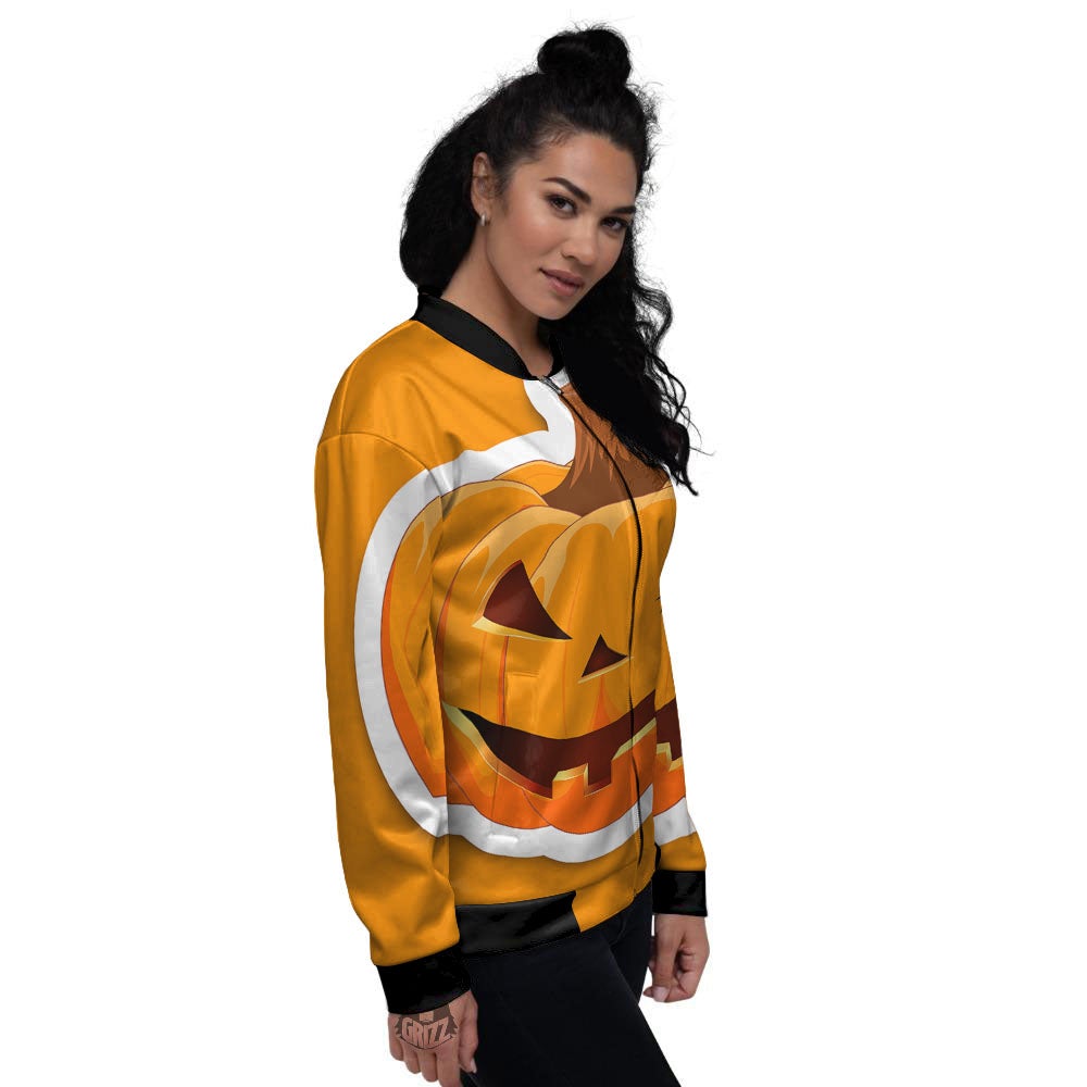 Pumpkin Print Women's Bomber Jacket-grizzshop