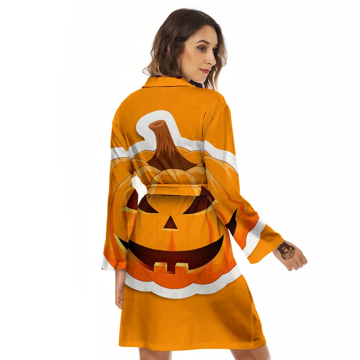 Pumpkin Print Women's Robe-grizzshop