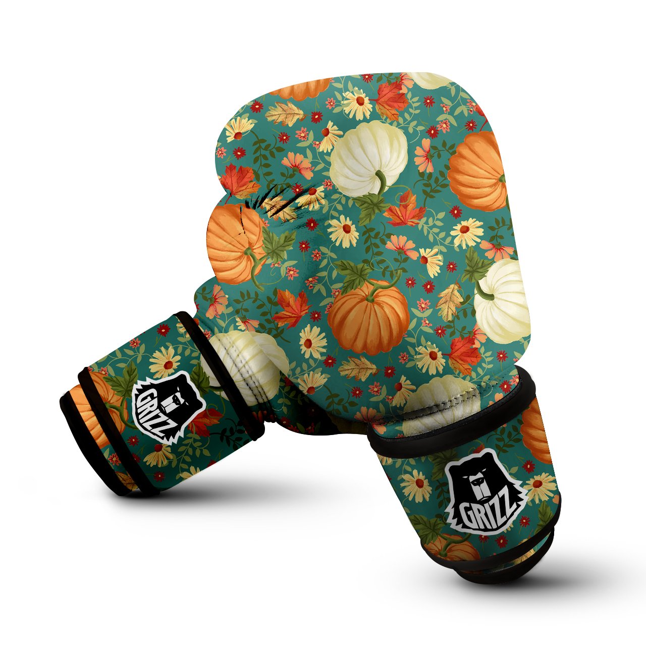 Pumpkin Vintage Print Pattern Boxing Gloves-grizzshop