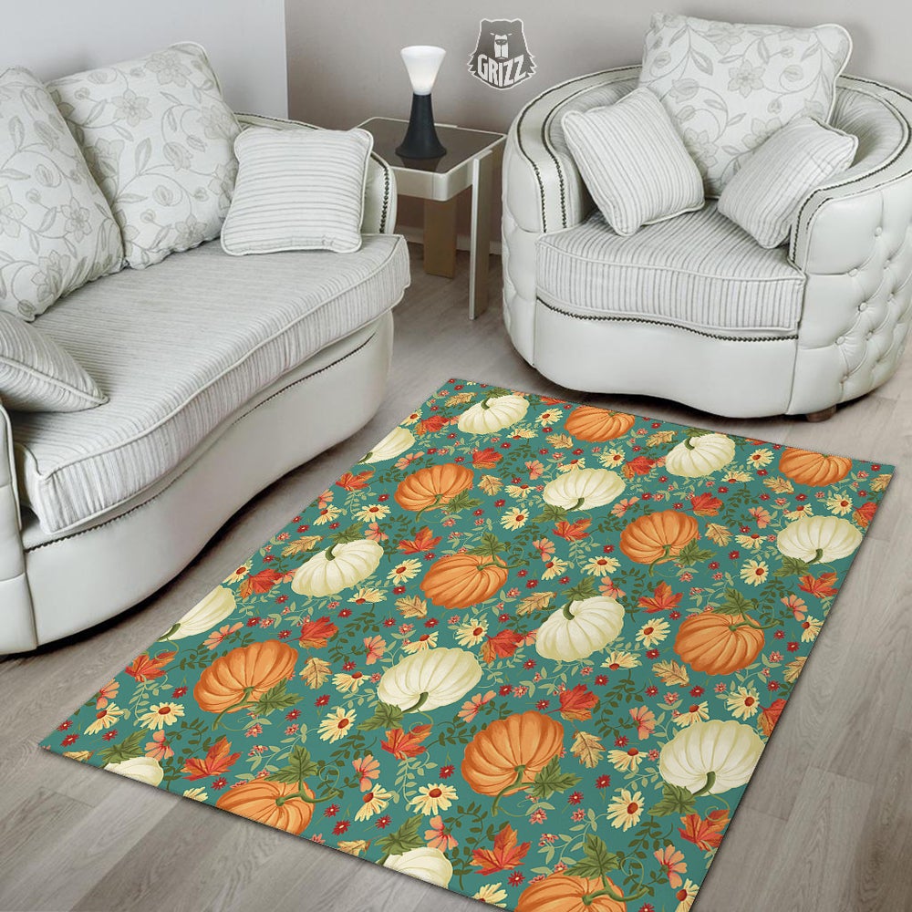 Pumpkin Vintage Print Pattern Floor Mat-grizzshop