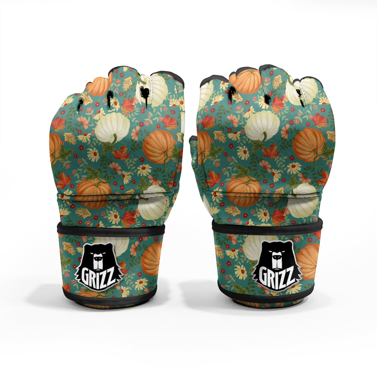 Pumpkin Vintage Print Pattern MMA Gloves-grizzshop