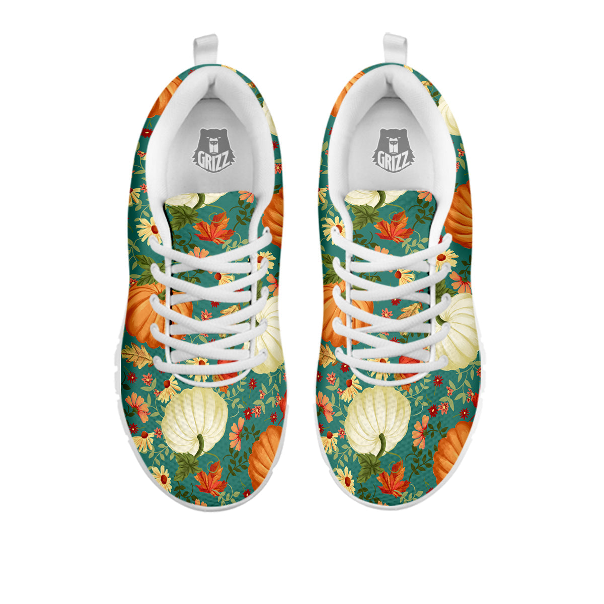 Pumpkin Vintage Print Pattern White Sneaker-grizzshop