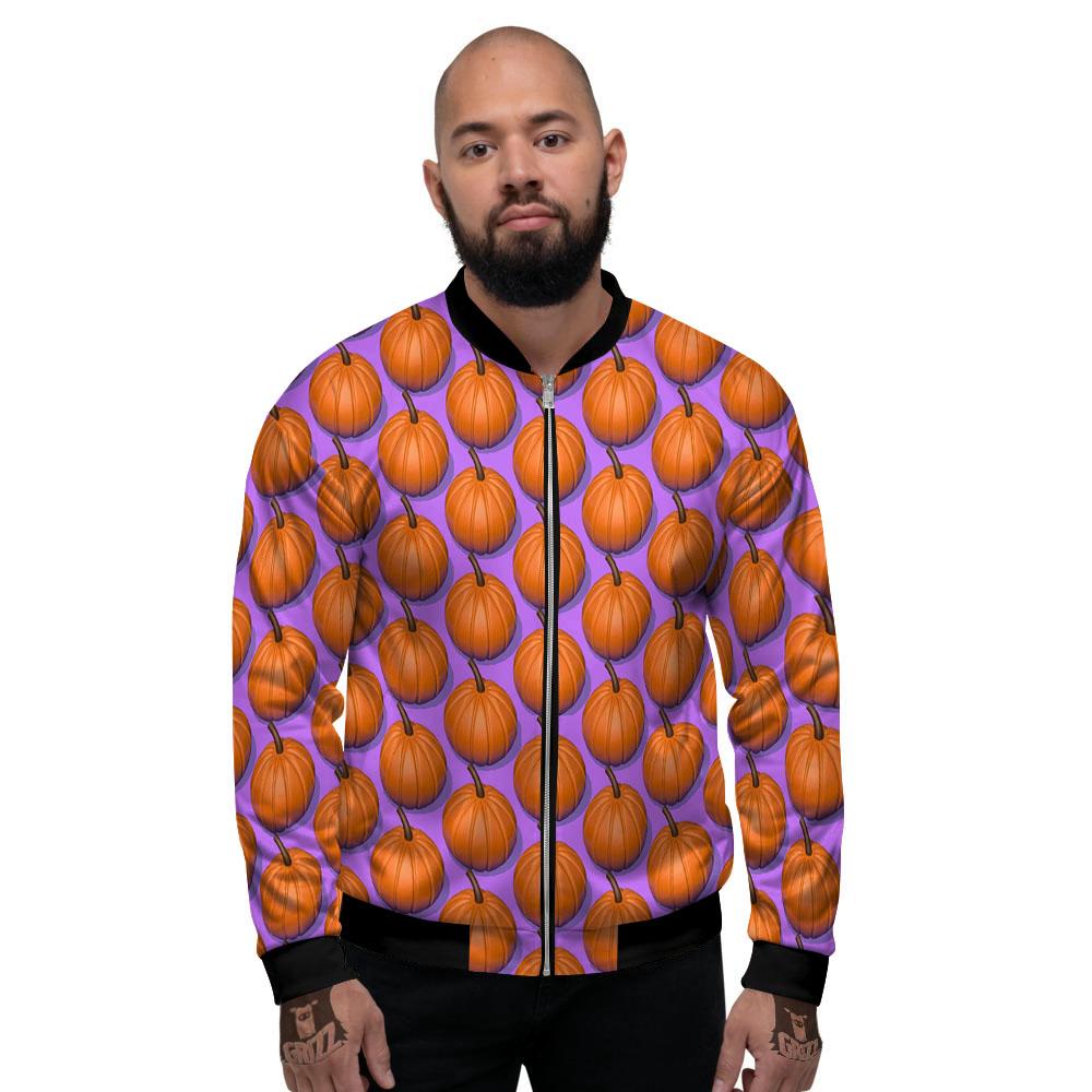 Pumpkin Wave Print Pattern Men's Bomber Jacket-grizzshop