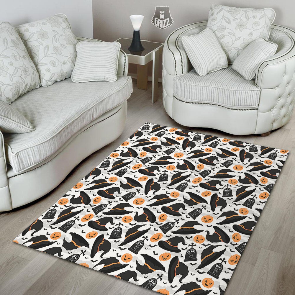 Pumpkin Witch Halloween Print Pattern Floor Mat-grizzshop