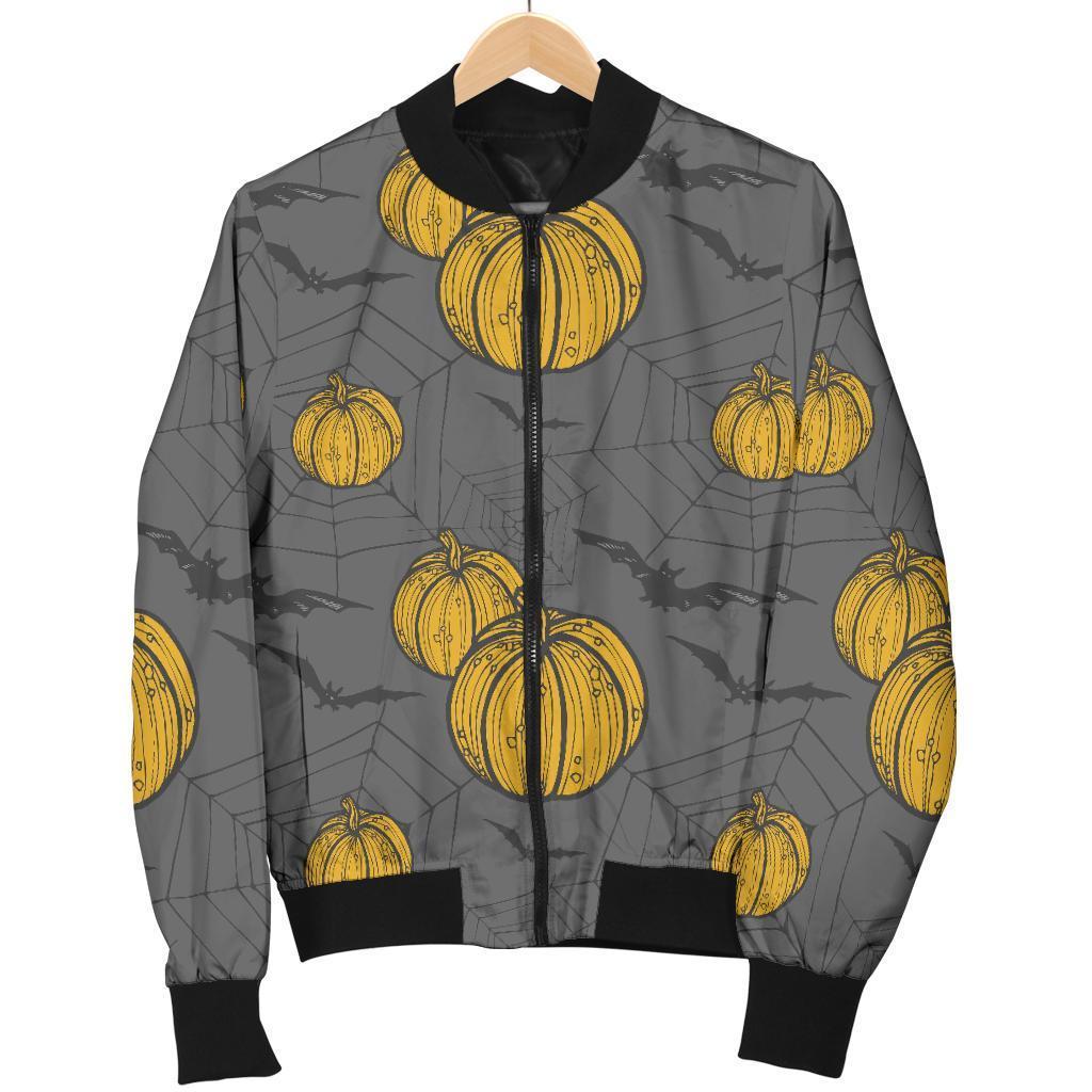 Pumpkin Pattern Print Women Casual Bomber Jacket-grizzshop