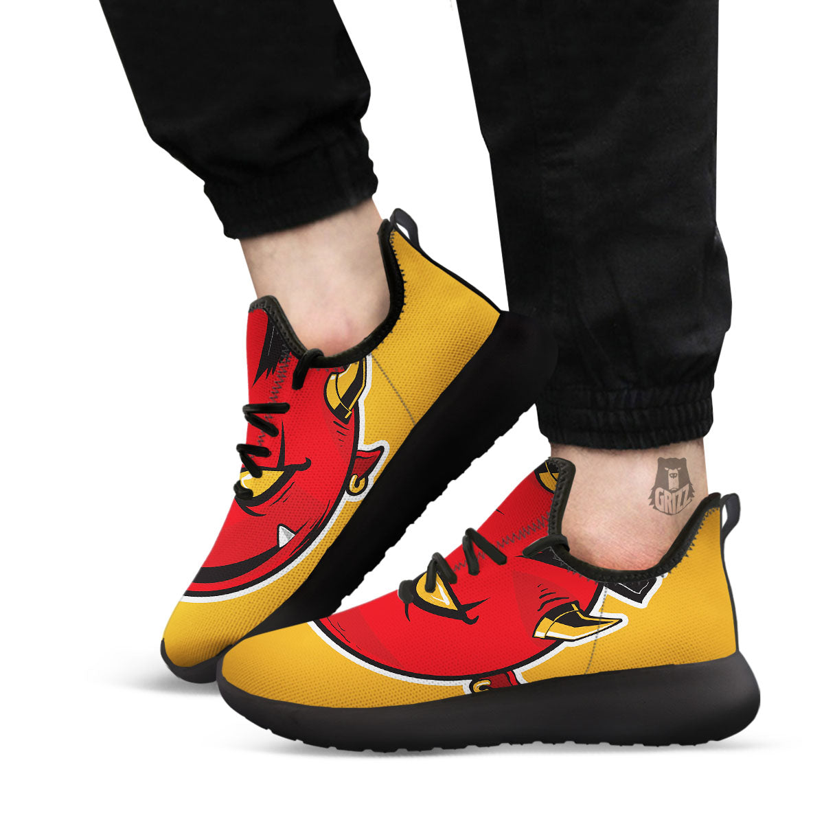 Punk Devil Mohawk Print Black Athletic Shoes-grizzshop