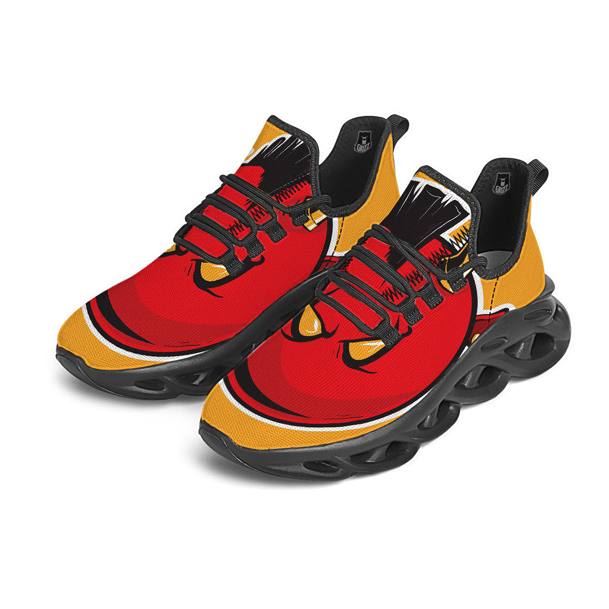 Punk Devil Mohawk Print Black Running Shoes-grizzshop