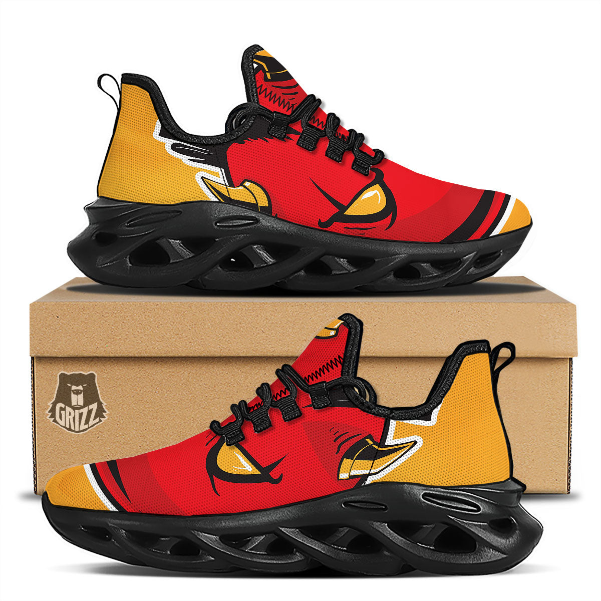Punk Devil Mohawk Print Black Running Shoes-grizzshop