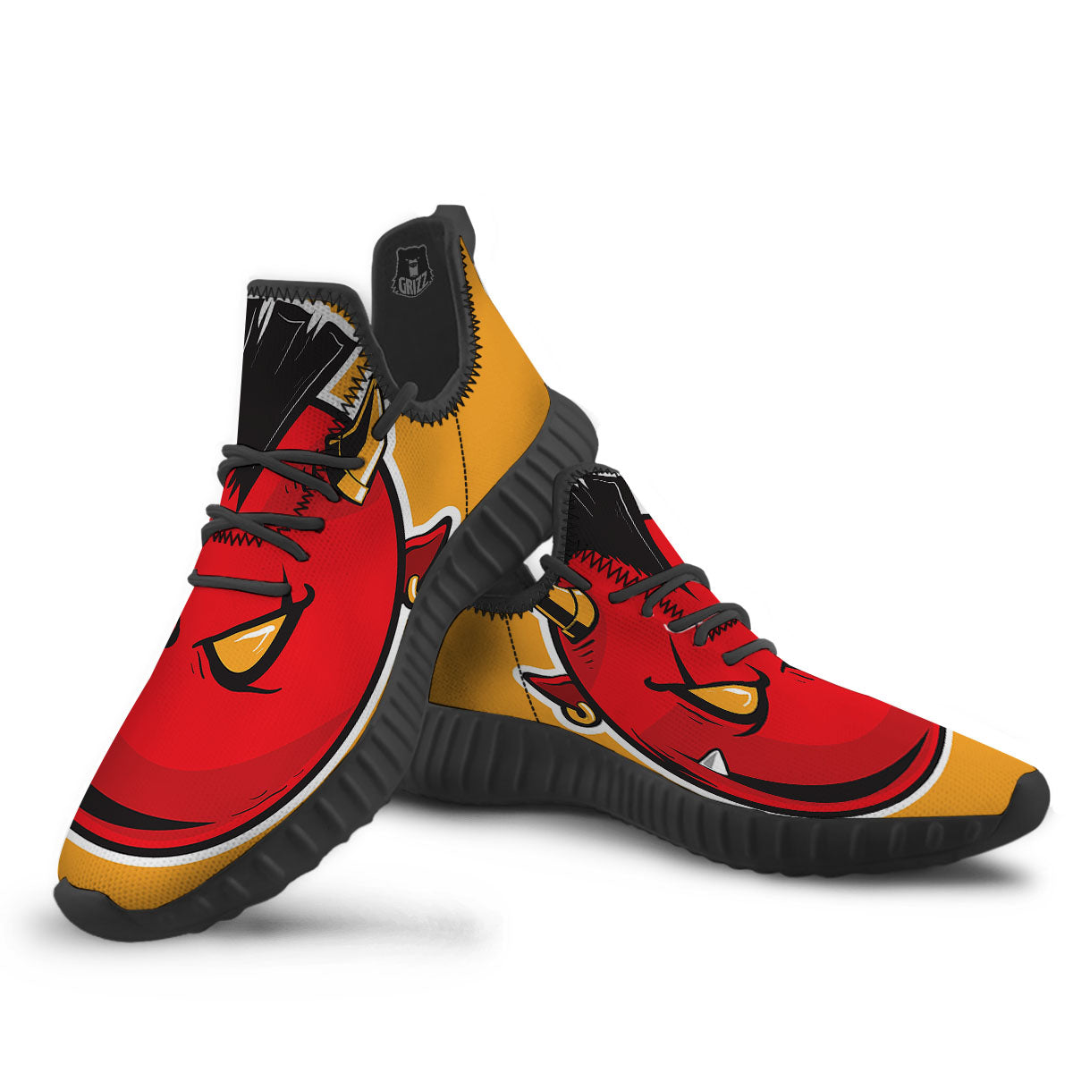 Punk Devil Mohawk Print Black Walking Shoes-grizzshop