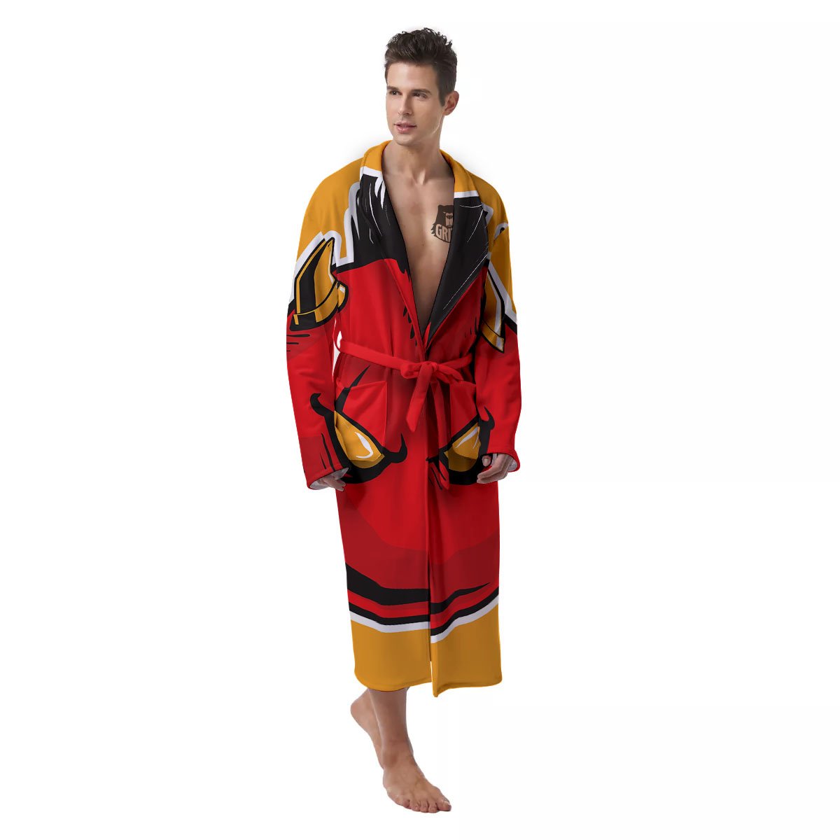 Punk Devil Mohawk Print Men's Robe-grizzshop