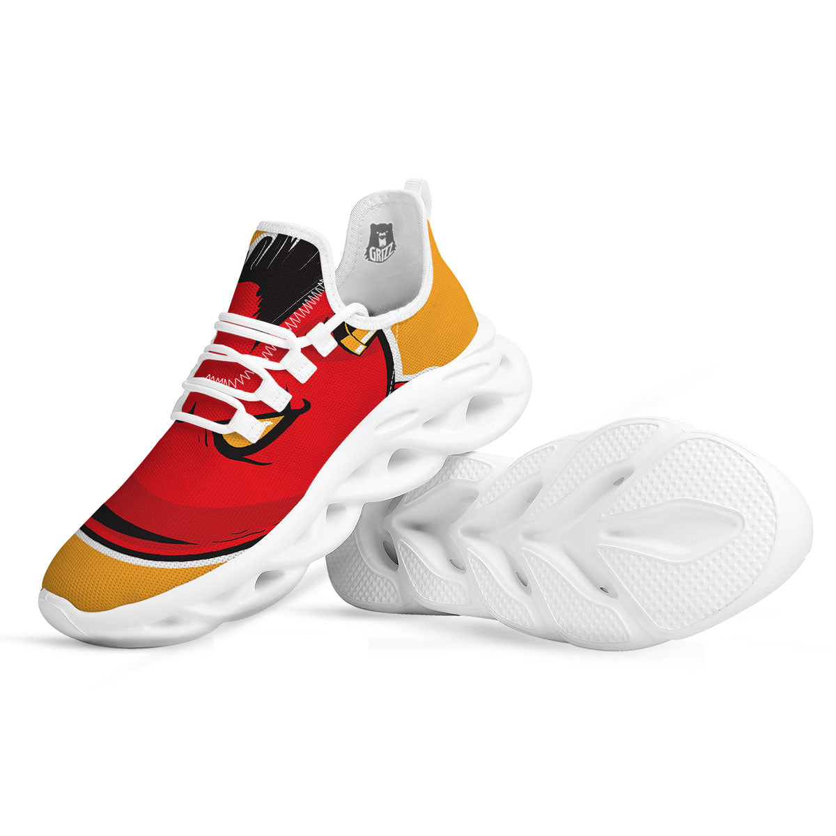 Punk Devil Mohawk Print White Running Shoes-grizzshop