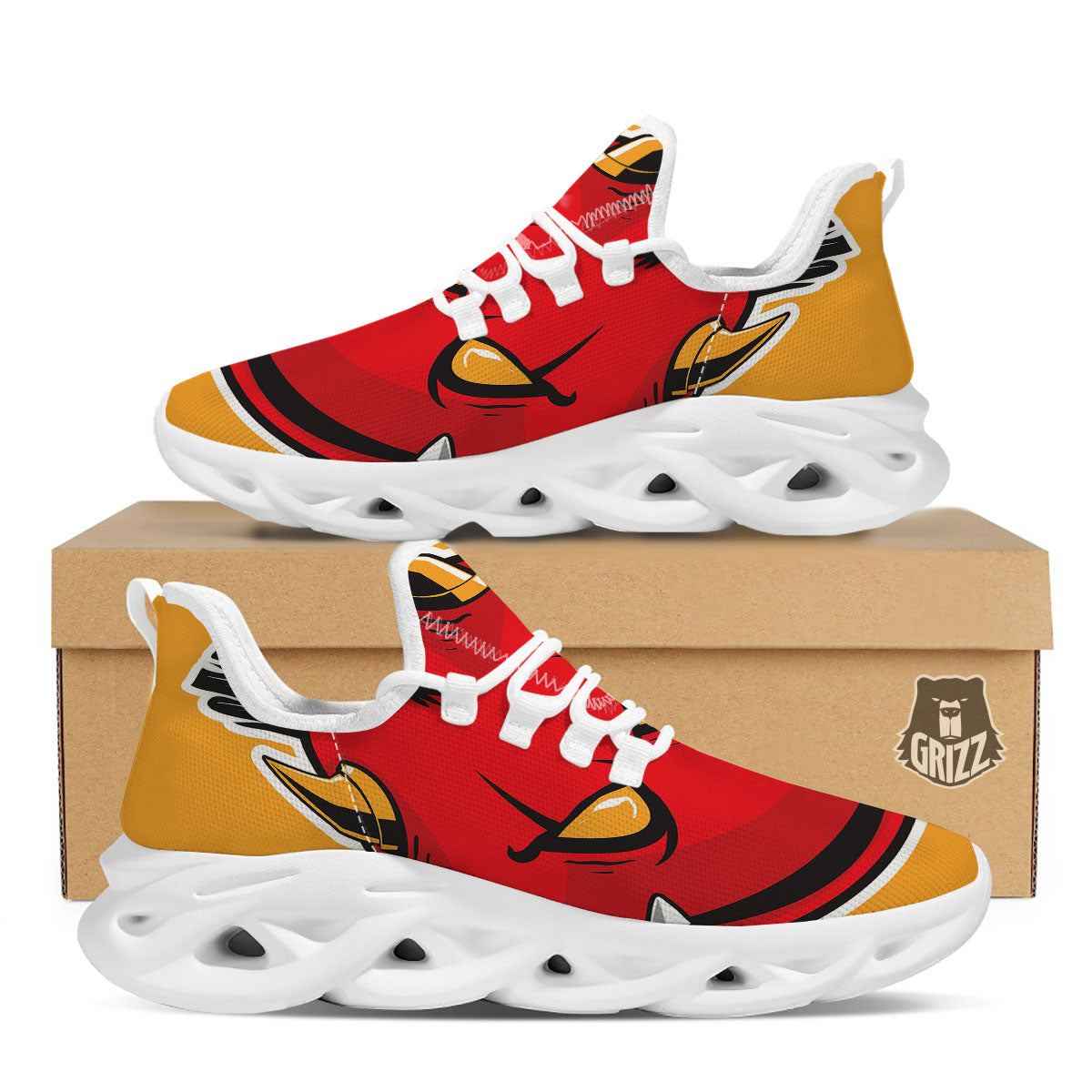 Punk Devil Mohawk Print White Running Shoes-grizzshop