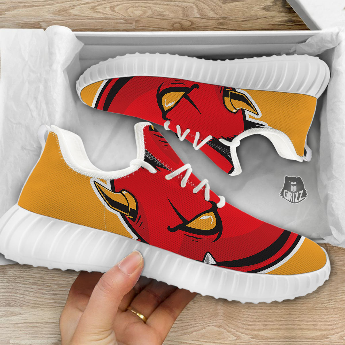Punk Devil Mohawk Print White Walking Shoes-grizzshop