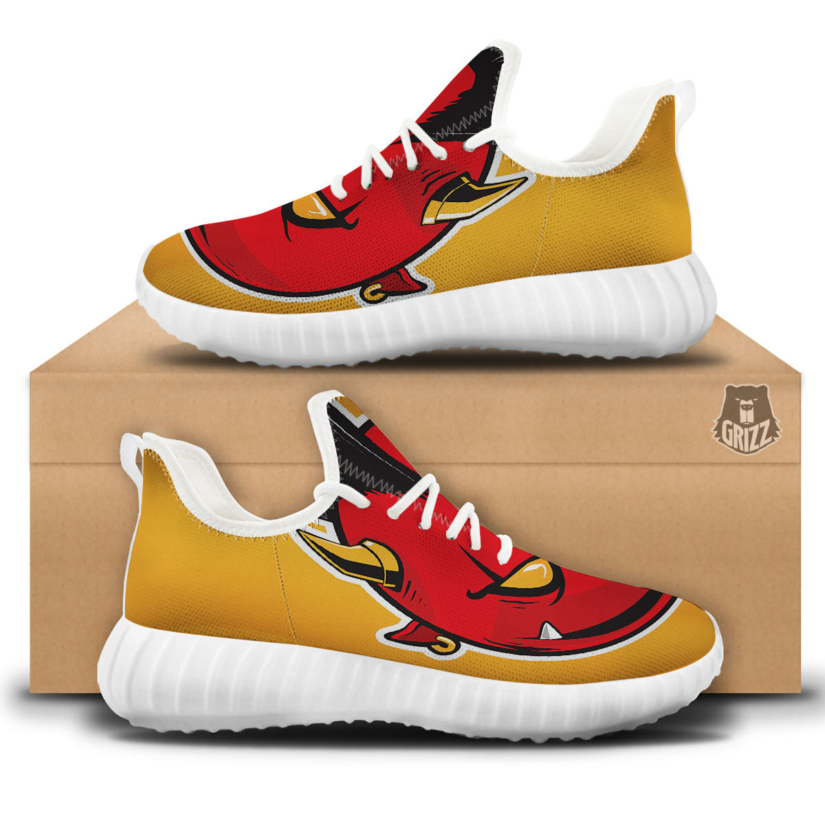 Punk Devil Mohawk Print White Walking Shoes-grizzshop