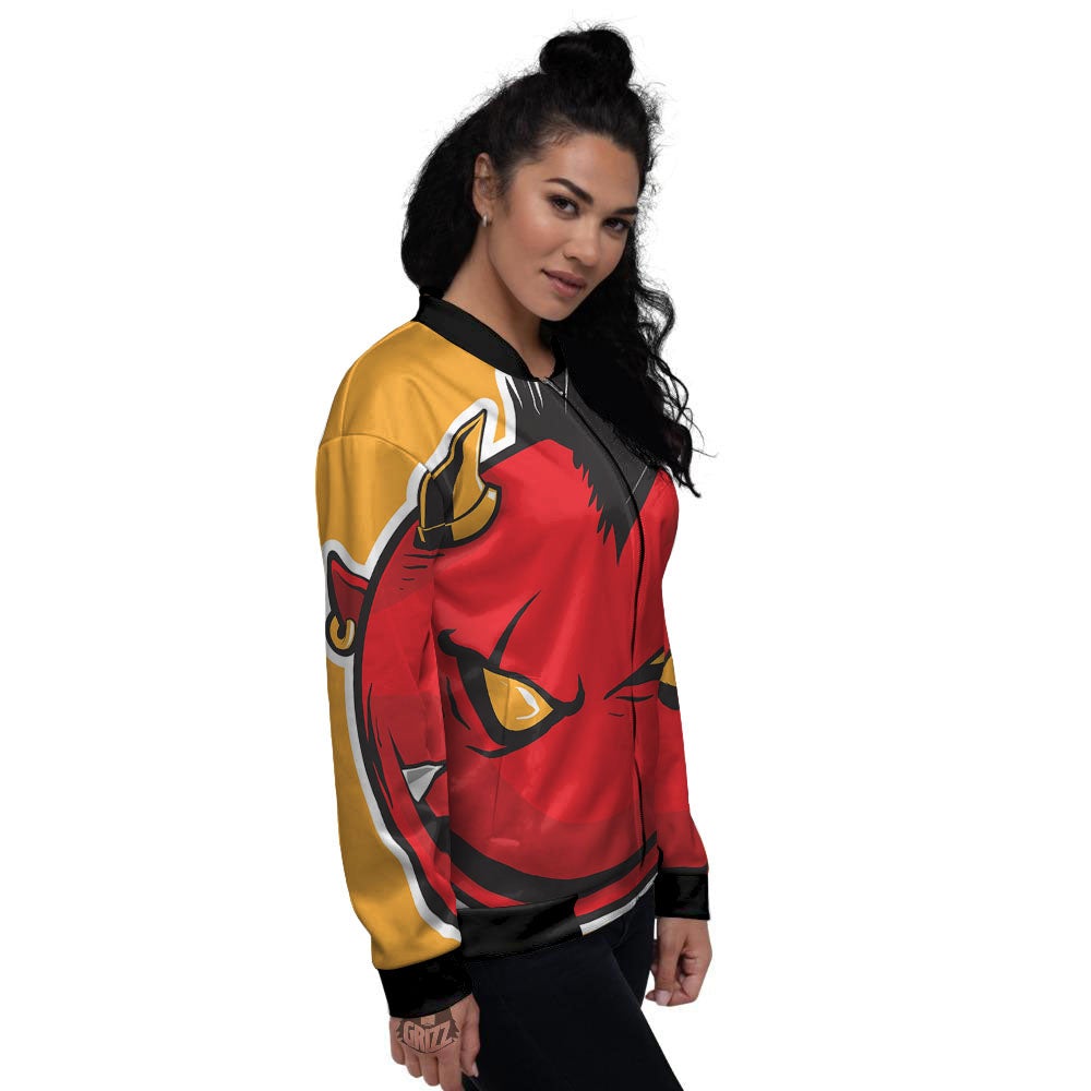 Punk Devil Mohawk Print Women's Bomber Jacket-grizzshop
