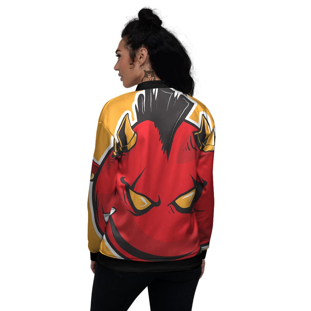 Punk Devil Mohawk Print Women's Bomber Jacket-grizzshop