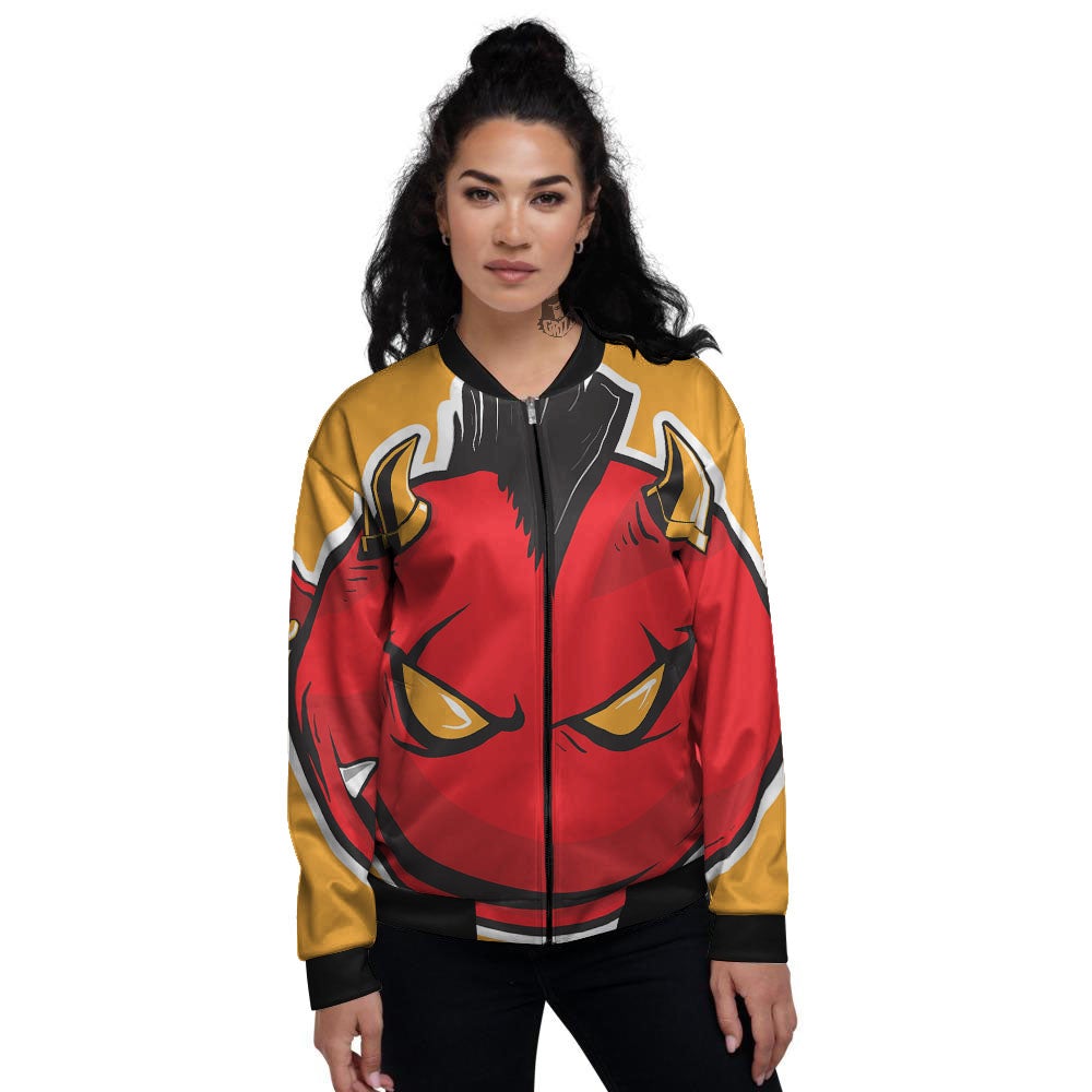 Punk Devil Mohawk Print Women's Bomber Jacket-grizzshop