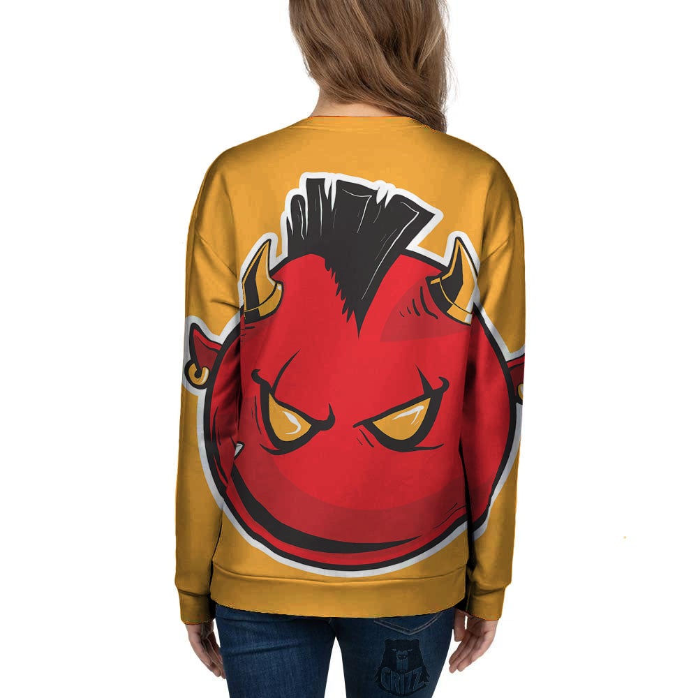 Punk Devil Mohawk Print Women's Sweatshirt-grizzshop