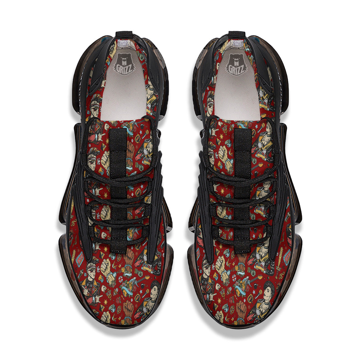 Punk Girl Lifestyle Tattoo Print Pattern Black Gym Shoes-grizzshop